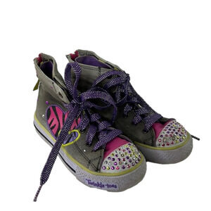 Girls Grey Bedazzled Skechers Twinkle Toes  size 11 ½
